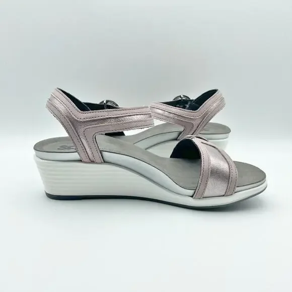 SAS Womens Seight Wedge Sandal US 9WW EU 39-40 Purple Silver Leather NIB